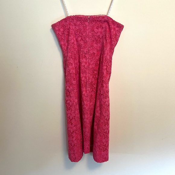 Lilly Pulitzer Floral Lace Strapless Hot Pink Berry Sangria Mini Dress 2 - Picture 3 of 3